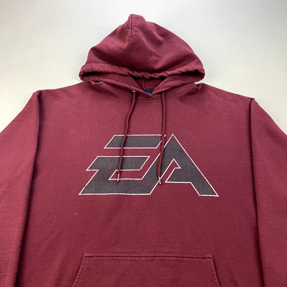 Vintage EA Sports Hoodie Sweatshirt Adult XL Maroon Electronic Arts Video Game - Picture 2 of 10